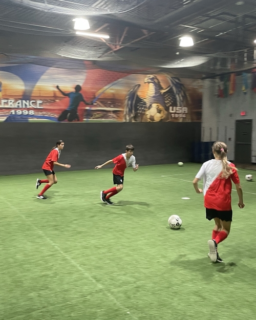 Fort Lauderdale Indoor Kids Soccer Players - 2 on 1 Drill